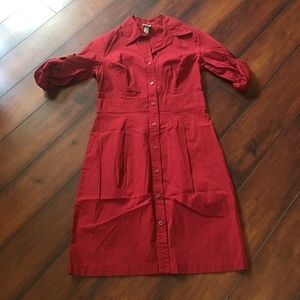 Red Button Up Dress